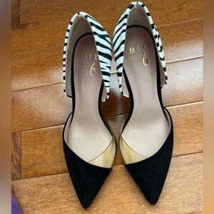Mix No. 6 Zebra Stripe Clear Side Panel Pointed Toe Heels Size 8.5 / 39